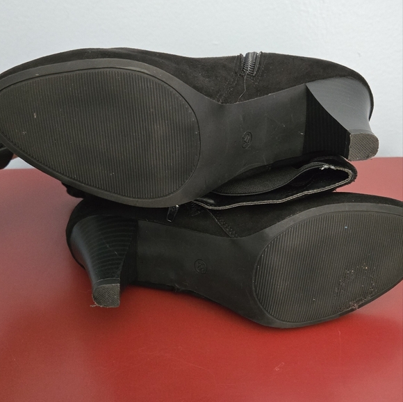 Karen Scott Mailaa Wide Calf Faux Suede Leather Heeled Zip Up Boots 6.5 - Picture 8 of 13